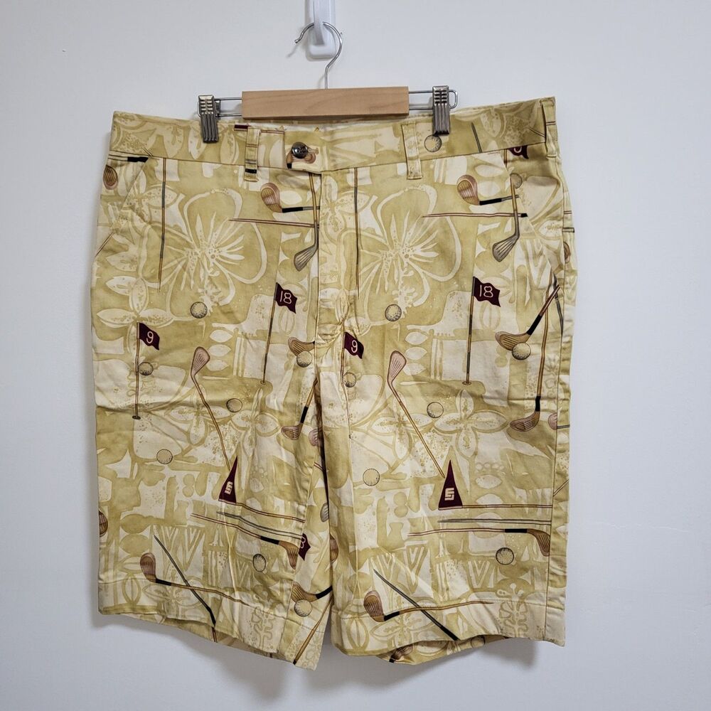 LOUDMOUTH Shorts Mens 38 Beige Floral Mashi Niblick Golf Chino All Over Print